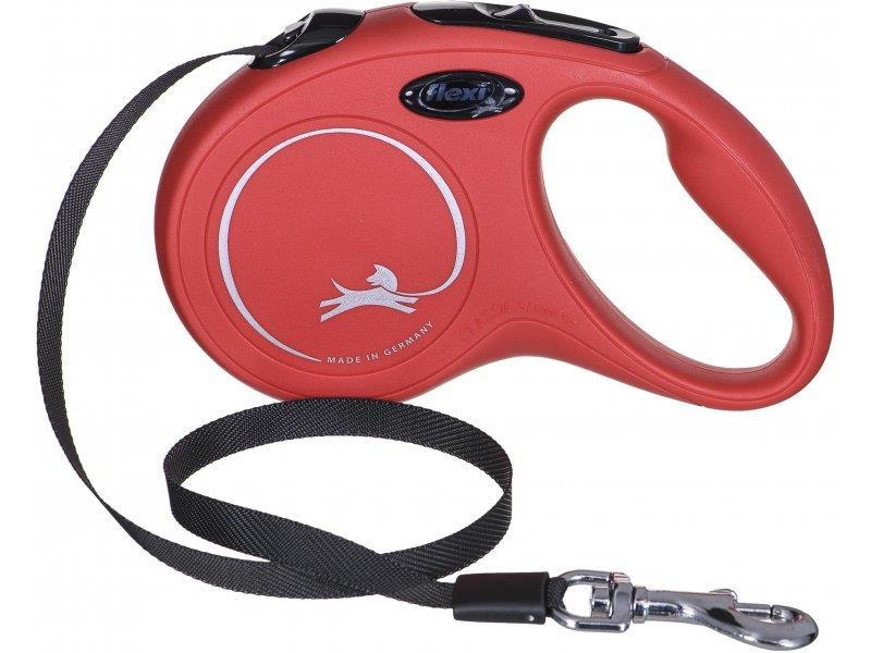 Flexi New Classic Otomatik Şerit Köpek Gezdirme Kayışı 5m (Kırmızı) [S]