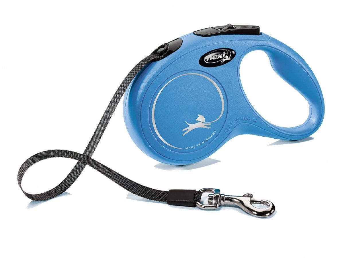 Flexi New Classic Otomatik Şerit Köpek Gezdirme Kayışı 5m (Mavi) [S]