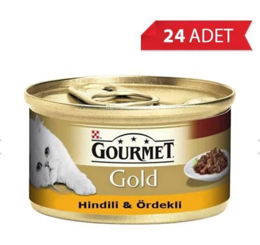 Gourmet Gold Parça Etli Hindili Ördekli Yetişkin Kedi Konservesi 85gr x 24 Adet