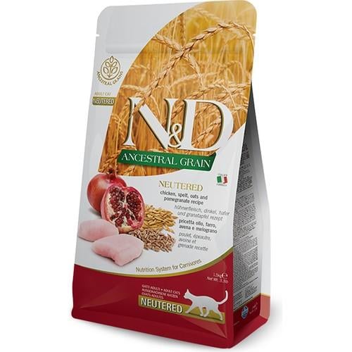 N&D Ancestral Grain Tavuklu ve Narlı Ata Tahıllı Kısırlaştırılmış Kedi Maması 10kg