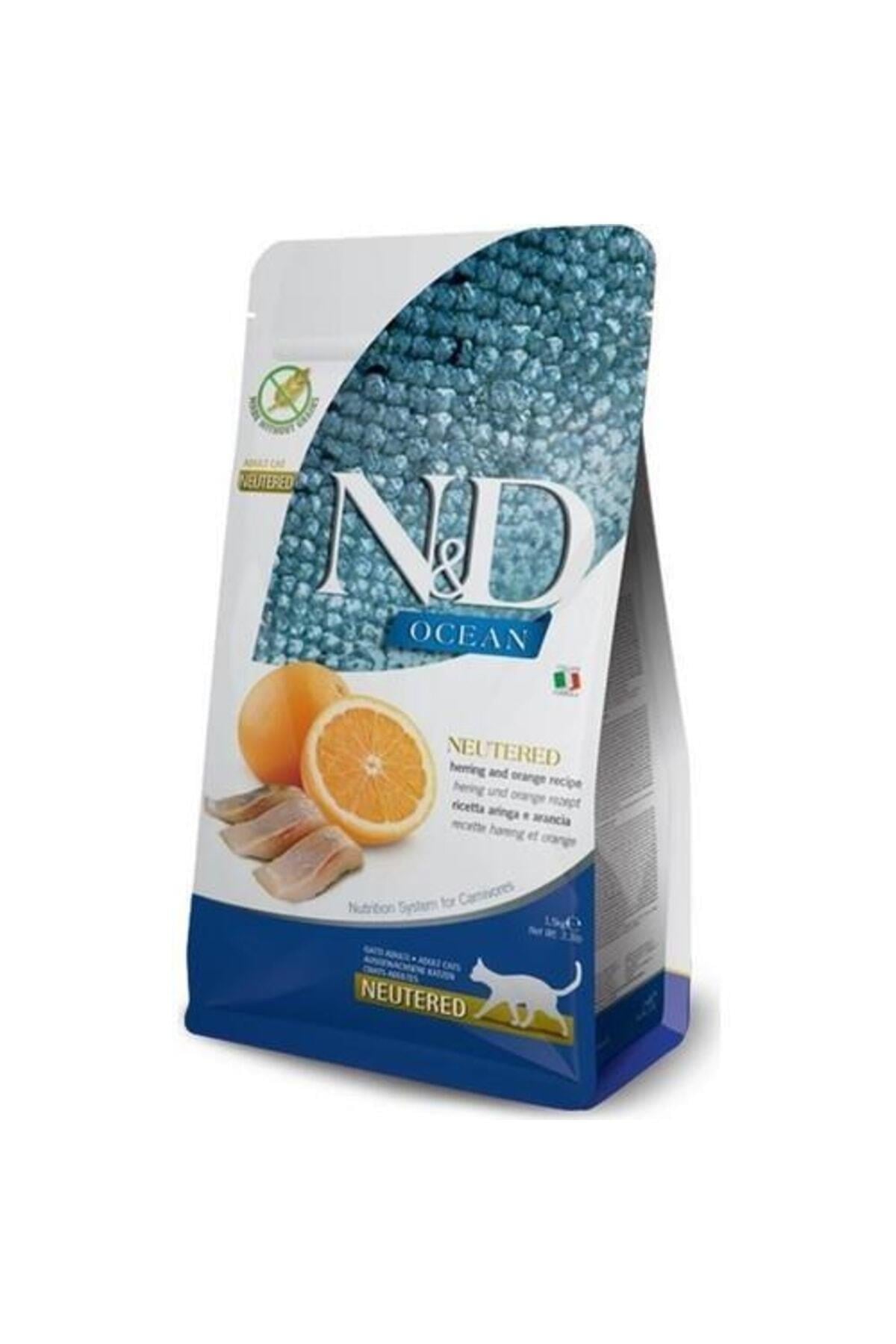 N&D Ocean Ringa Balıklı ve Portakallı Tahılsız Kısırlaştırılmış Kedi Maması 1,5kg