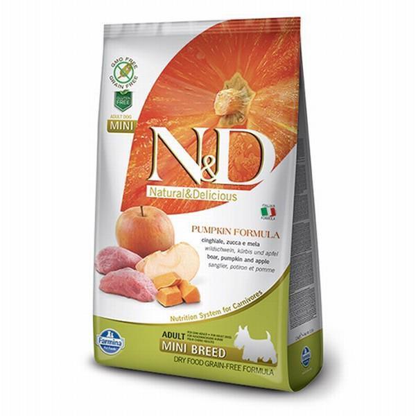 N&D Pumpkin Bal Kabaklı Yaban Domuz Etli ve Elmalı Tahılsız Küçük Irk Yetişkin Köpek Maması 7kg