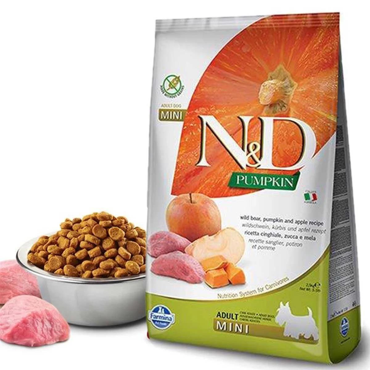 N&D Pumpkin Bal Kabaklı Yaban Domuzlu ve Elmalı Küçük Irk Tahılsız Yetişkin Köpek Maması 2,5kg