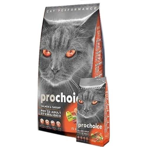 ProChoice 33 HypoAllergenic Somonlu ve Karidesli Düşük Tahıllı Kısırlaştırılmış Kedi Maması 15kg