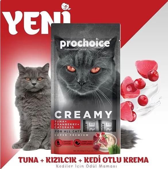 ProChoice Ton Balıklı ve Kızılcıklı Kısırlaştırılmış Kediler İçin Krema Kedi Ödül Maması 14gr (5'li)