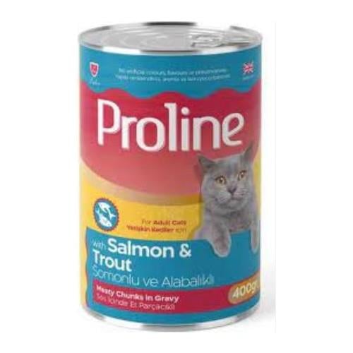 Proline Sos İçinde Parça Somonlu ve Alabalıklı Yetişkin Kedi Konservesi 400gr