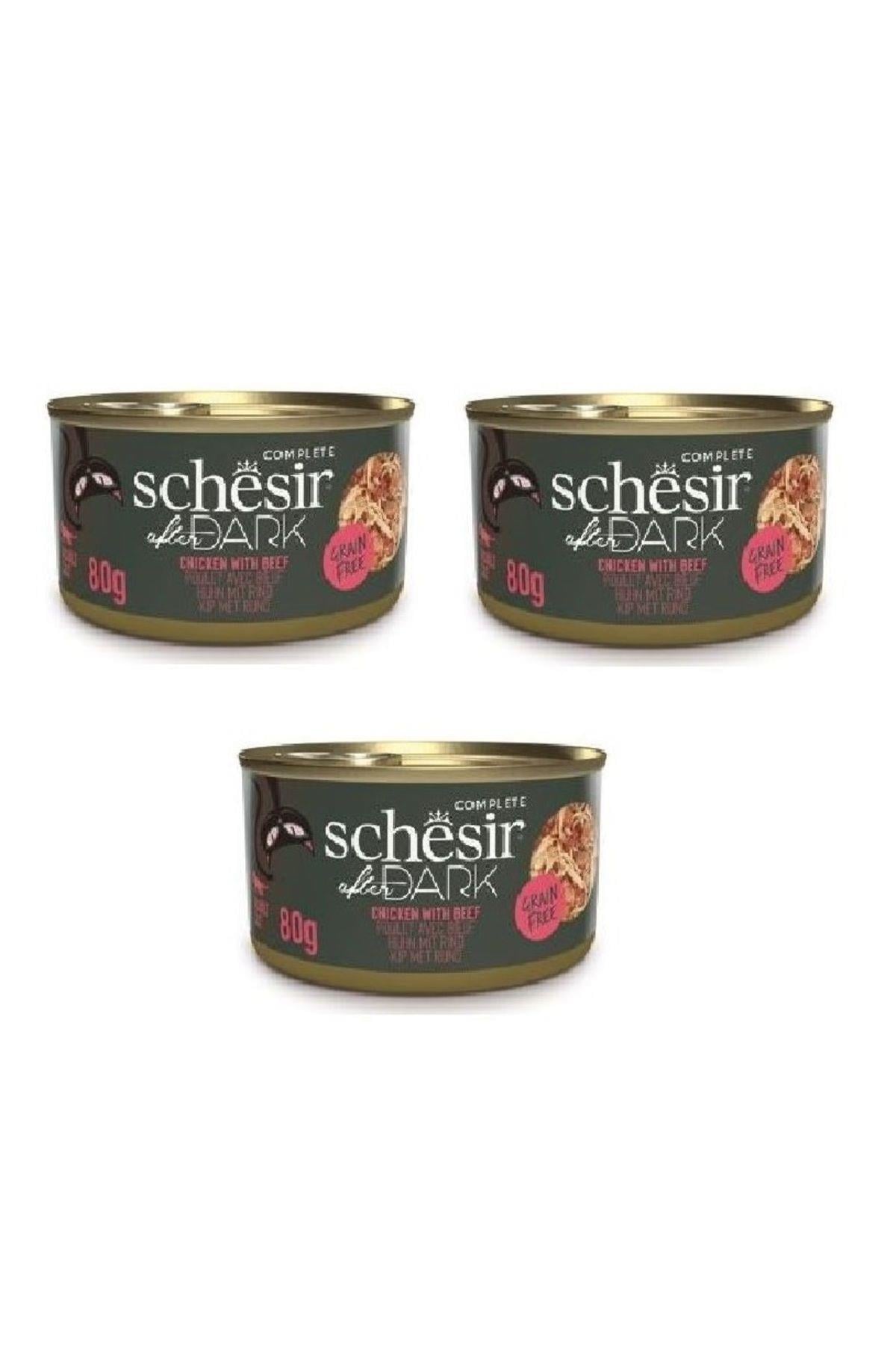 Schesir After Dark Sos İçinde Tavuk Etli ve Sığır Etli Tahılsız Yetişkin Kedi Konservesi 80gr x 3 ADET