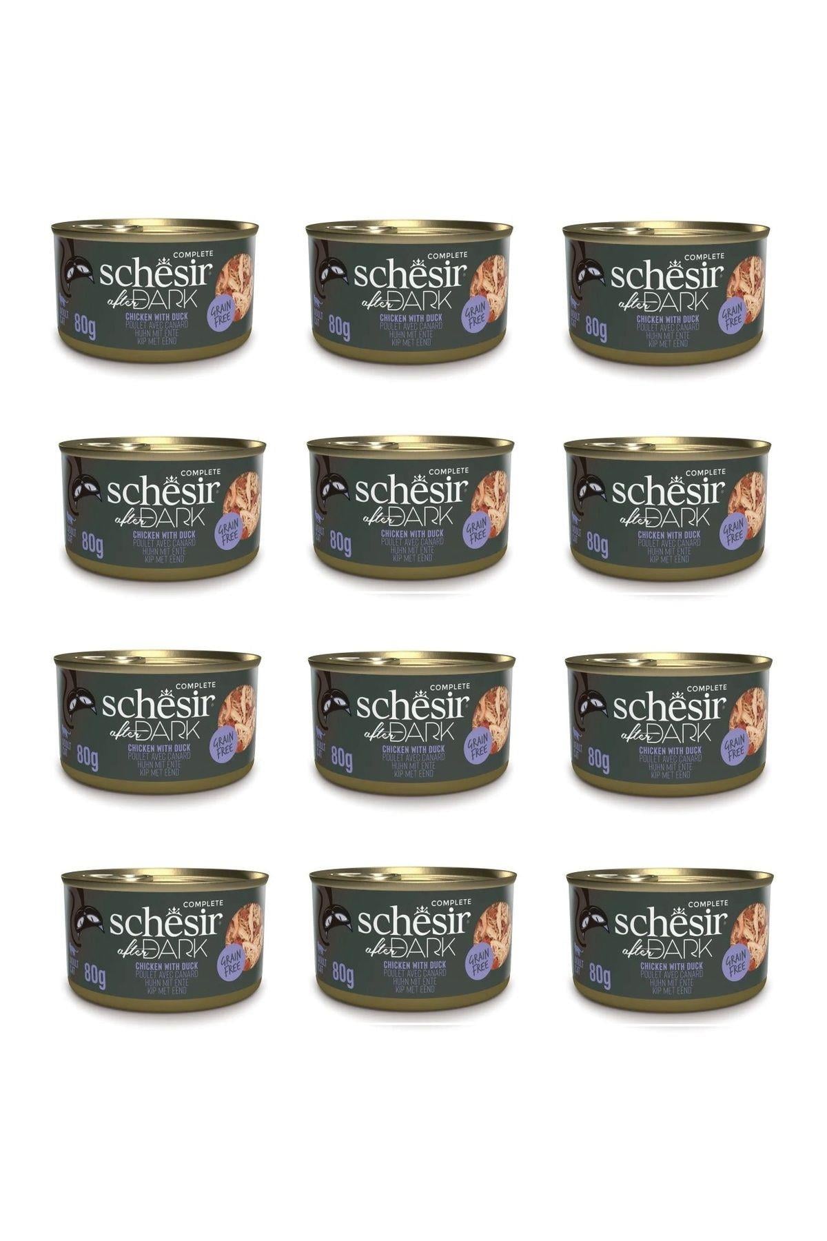 Schesir After Dark Sos İçinde Tavuk Etli ve Ördek Etli Tahılsız Yetişkin Kedi Konservesi 80gr x 12 ADET
