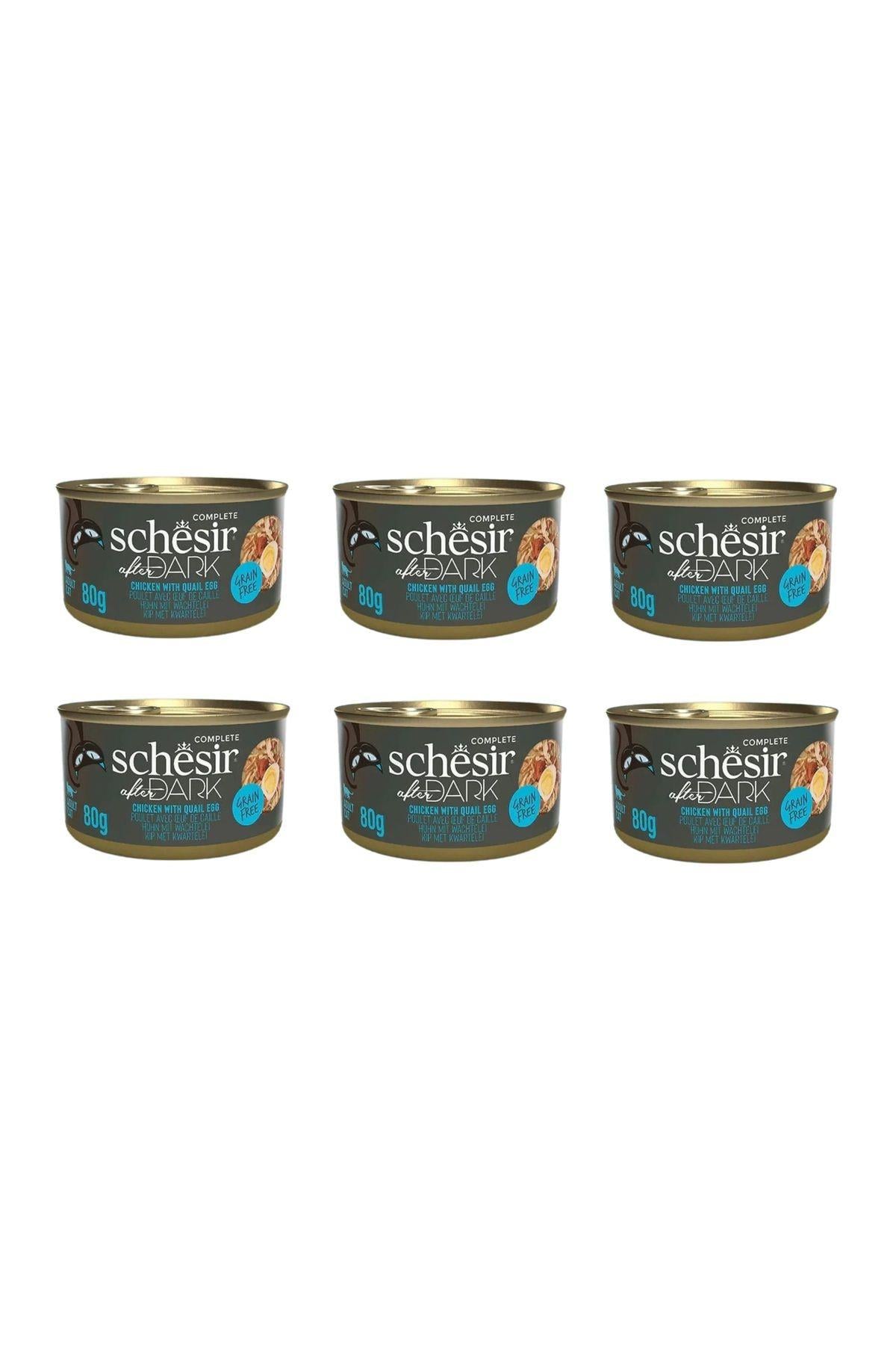 Schesir After Dark Sos İçinde Tavuklu ve Bıldırcın Yumurtalı Tahılsız Yetişkin Kedi Konservesi 80gr x 6 ADET