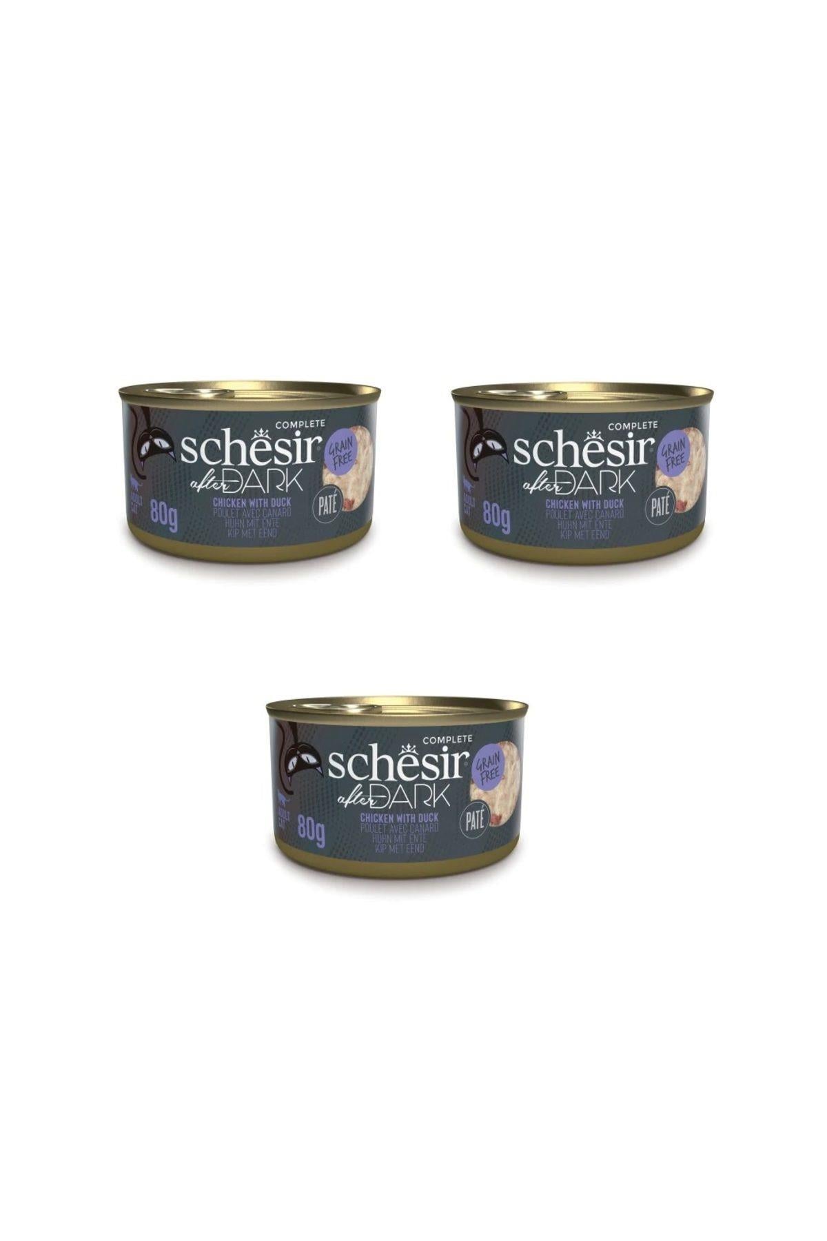 Schesir After Dark Tavuk Etli ve Ördek Etli Tahılsız Ezme Yetişkin Kedi Konservesi 80gr x 3 ADET