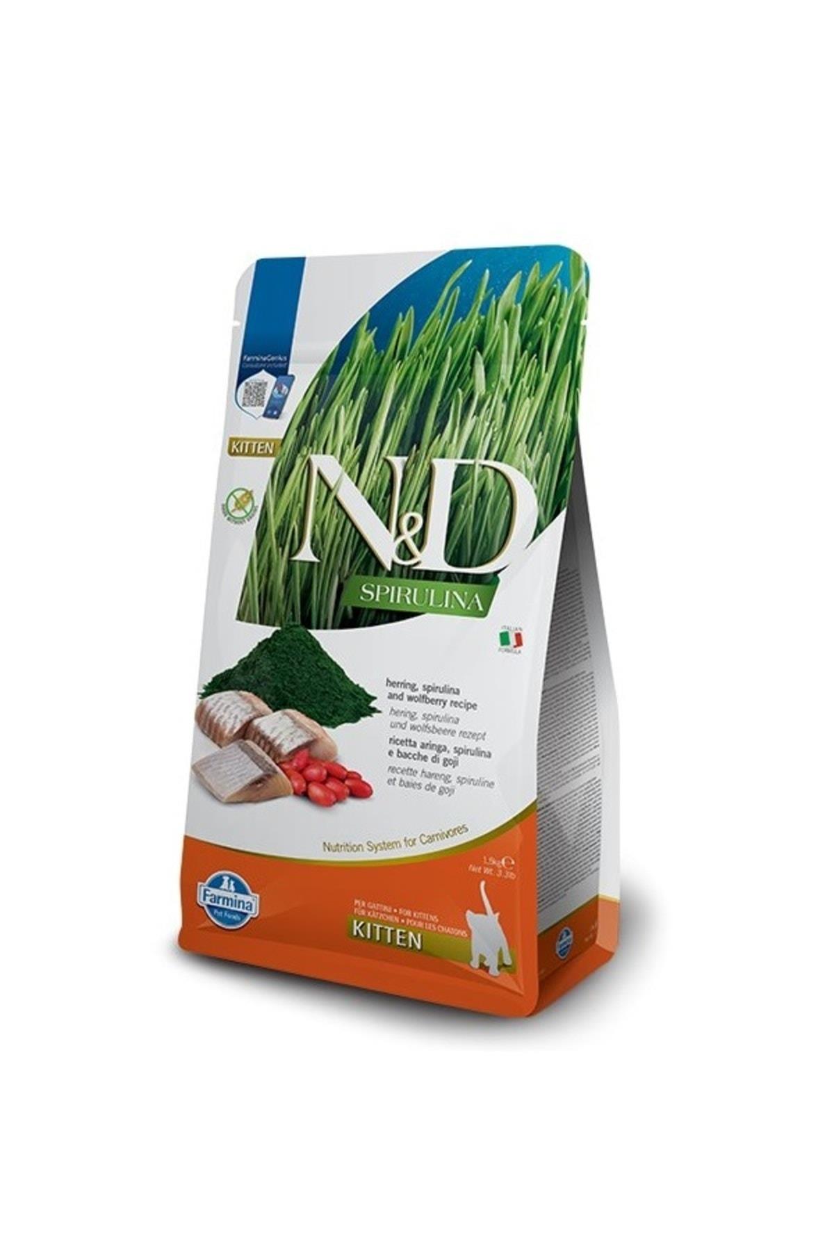 Spirulina Takviyeli Ringa Balıklı & Kurt Üzümlü Tahılsız Yavru Kedi Maması - 1,5 KG