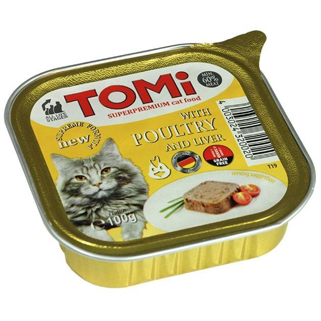 Tomi Pate Kümes Hayvanlı ve Ciğerli Yetişkin Kedi Konservesi 100gr