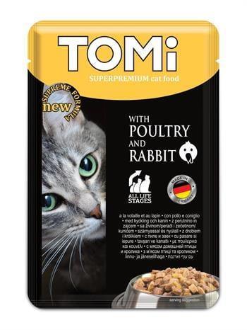 Tomi Pouch Kümes Hayvanlı ve Tavşanlı Yetişkin Kedi Konservesi 100gr