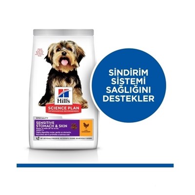Hill's SP Mide ve Deri Hassasiyeti Tavuklu Küçük ve Mini Irk Yetişkin Köpek Maması 1.5KG
