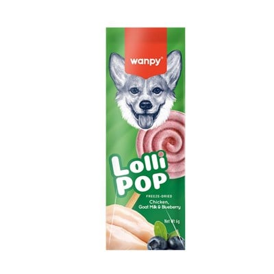 Wanpy LolliPop Dondurularak Kurutulmuş Yaban Mersinli Lolipop Köpek Ödül Maması 6gr (10'lu)