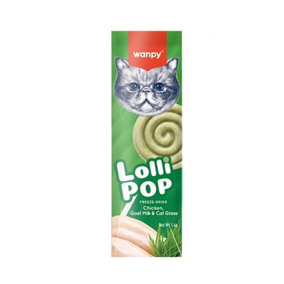 Wanpy LolliPop Dondurularak Kurutulmuş Kedi Otlu Lolipop Kedi Ödül Maması 1,4gr (10'lu)