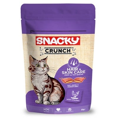 Snacky Deri ve Tüy Bakımı için Tavuklu Kedi Ödül Maması 60gr
