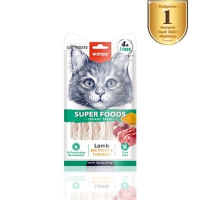 Wanpy Superfood Kuzulu, Pancar & Zerdeçallı 5X14gr Krema Kedi Ödülü