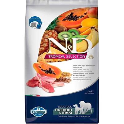 N&D Tropical Selection Kuzu Etli ve Tropikal Meyveli Orta ve Büyük Irk Yetişkin Köpek Maması 10kg