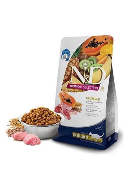 N&D Tropical Selection Kuzu Etli ve Tropikal Meyveli Kısırlaştırılmış Kedi Maması 4kg+1kg HEDİYE!