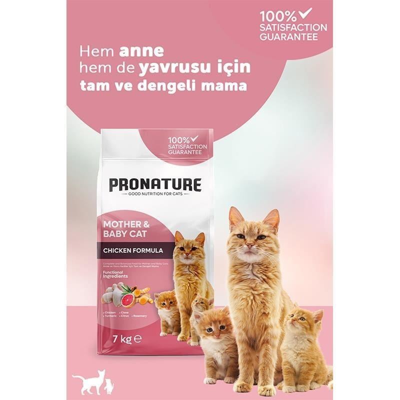 Pronature Mother&Baby Tavuk Etli Anne ve Yavru için Kuru Kedi Maması 7 Kg