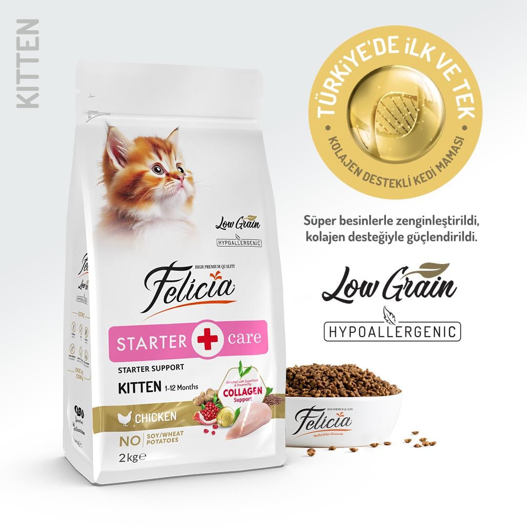 Felicia HypoAllergenic Tavuklu ve Hamsili Düşük Tahıllı Yavru Kedi Maması 2kg