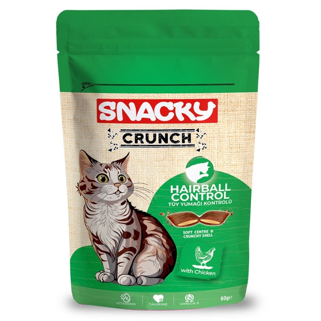 Snacky Tüy Yumağı Kontrolü için Tavuklu Kedi Ödül Maması 60gr