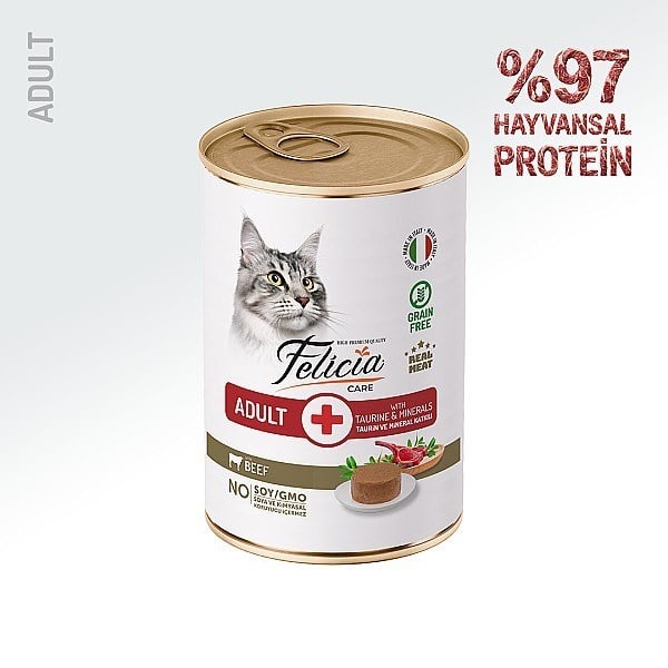 Felicia Yetişkin Tahılsız Biftekli Kedi Konserve 400g