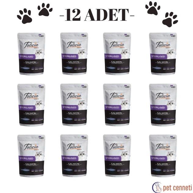 Felicia Jöle İçinde Somonlu Taurinli Tahılsız Kısırlaştırılmış Pouch Kedi Konservesi 85gr x 12 Adet