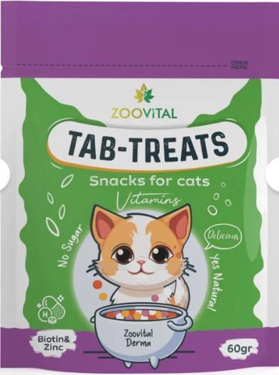 Zoovital Derma Çiğnenebilir Deri ve Tüy Sağlığı Destekleyici Kedi Ödül Tablet 60 gr