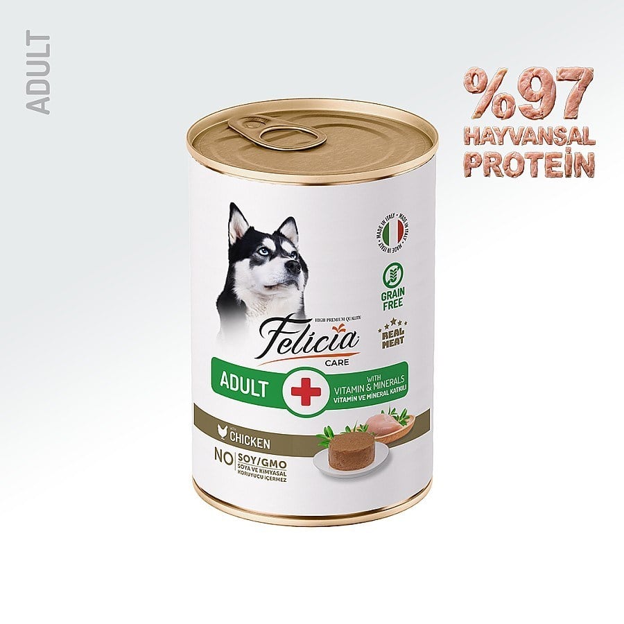 Felicia Yetişkin Tahılsız Tavuklu Köpek Konserve 400g