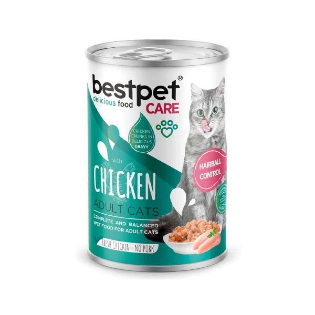 BestPet Sağlıklı Tüyler İçin Tavuk Etli Yetişkin Kedi Konservesi 400gr