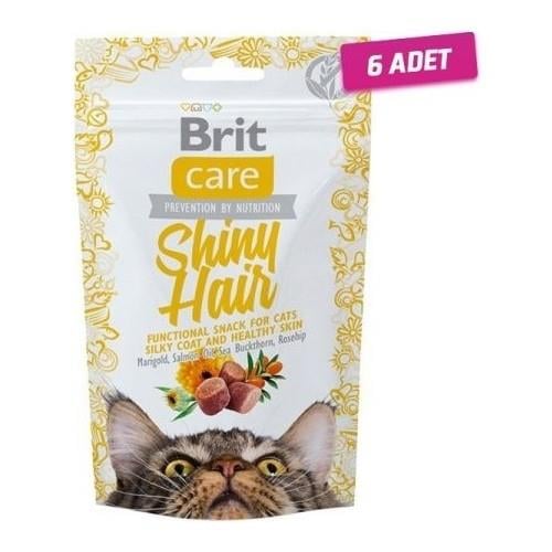 6 Adet - Brit Care Shiny Hair Kedi Bisküvisi 50 gr