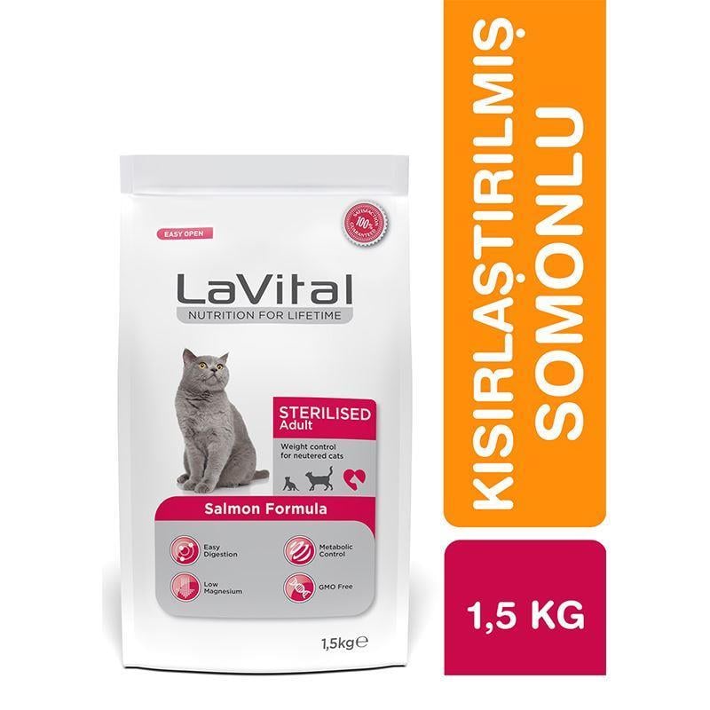 LaVital Kilo Kontrolü için Somonlu Kısırlaştırılmış Kedi Maması 1,5kg