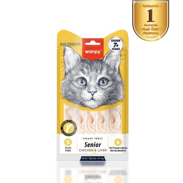 Wanpy Tavuklu & Ciğerli 5X14gr 7+ Yaş Kedi Krema Ödülü