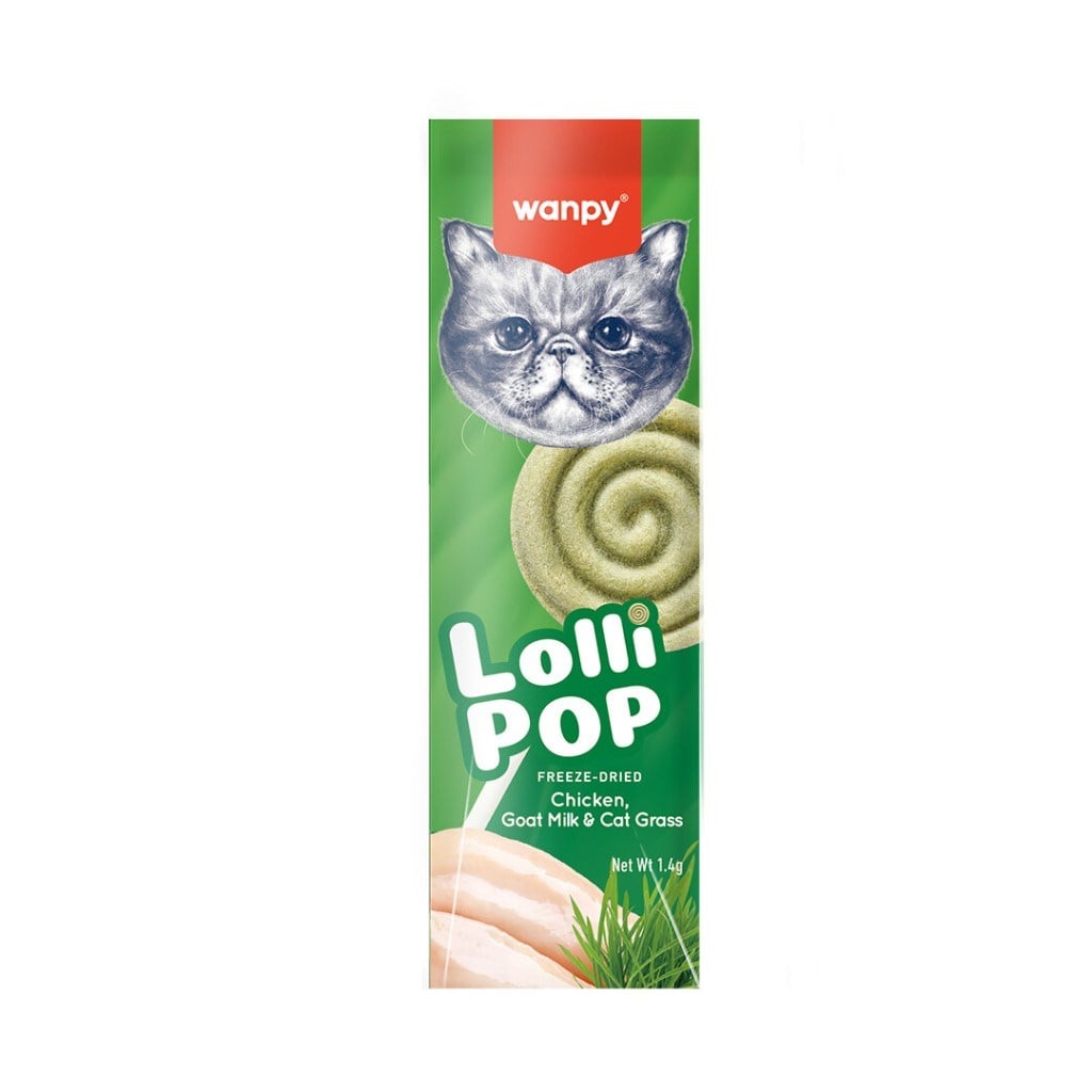Wanpy LolliPop Dondurularak Kurutulmuş Kedi Otlu Lolipop Kedi Ödül Maması 1,4gr (10'lu)
