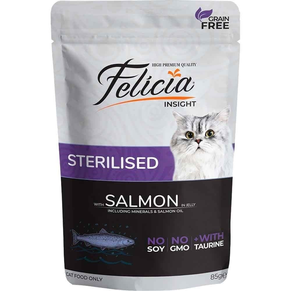 Felicia Jöle İçinde Somonlu Taurinli Tahılsız Kısırlaştırılmış Pouch Kedi Konservesi 85gr