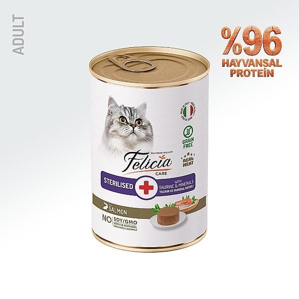 Felicia Kısır Tahılsız Somonlu Kedi Konserve 400g