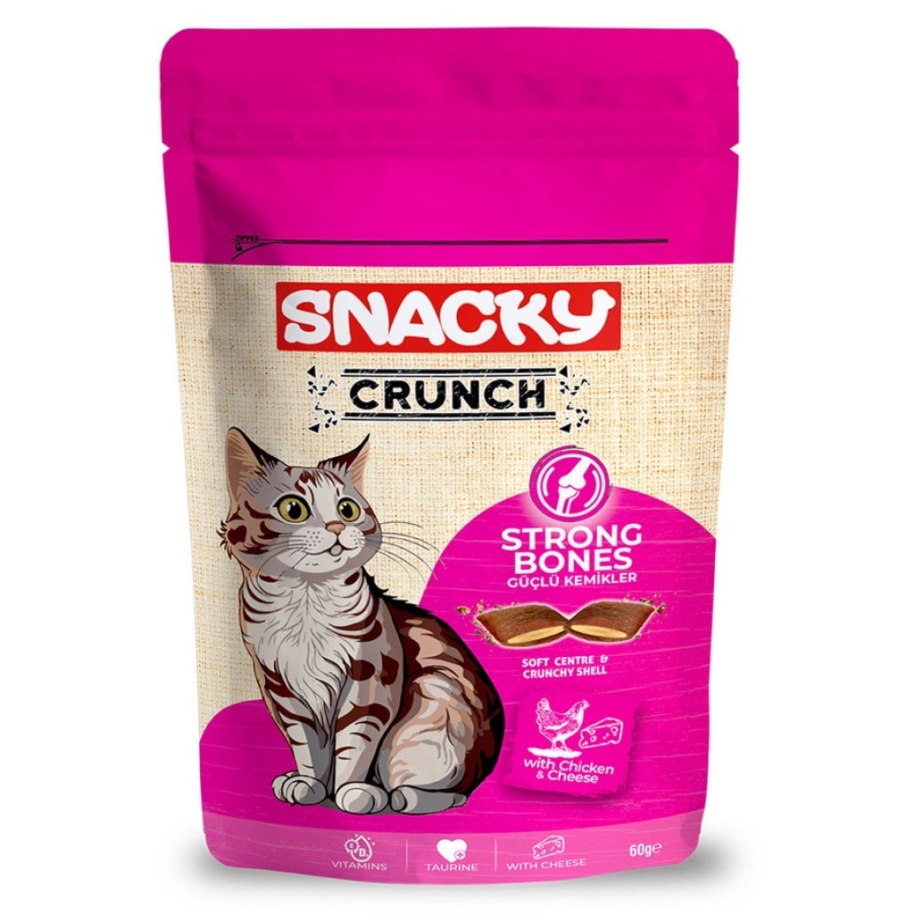 Snacky Güçlü Kemikler için Tavuklu ve Peynirli Kedi Ödül Maması 60gr