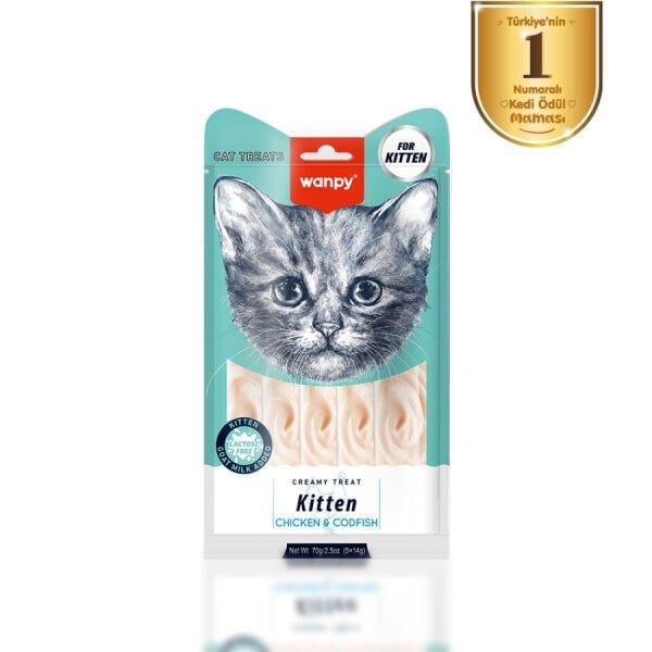 Wanpy Tavuklu & Morinalı 5x14gr Yavru Kedi Krema Ödülü