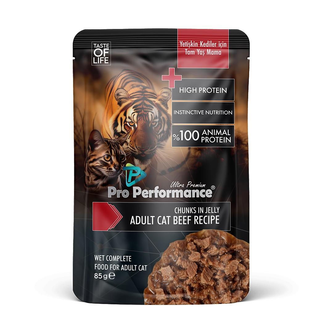 Pro Performance Yetişkin Kediler için Sığır Etli Yaş Mama Pouch 85gr 
