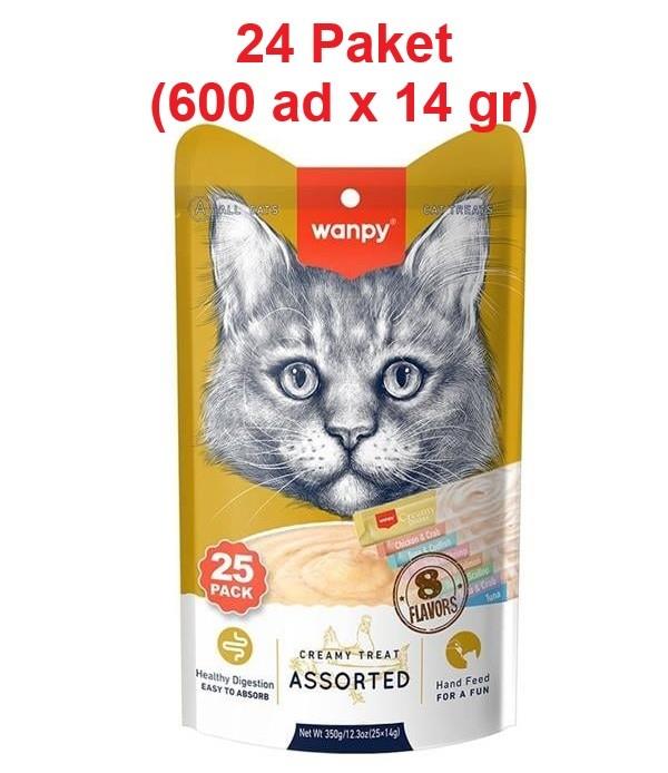 Wanpy Karışık 8 Lezzetli Sıvı Kedi Ödül Maması 24 Paket (14gr x 600 ad)