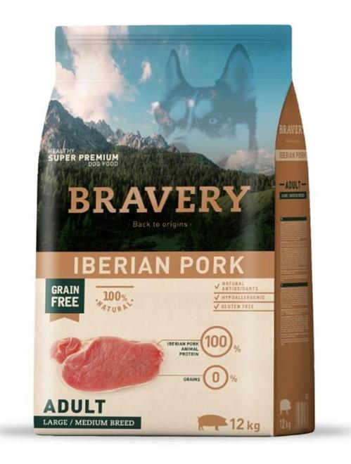 Bravery Tahılsız Domuz Etli Büyük/Orta Boy Yetişkin Köpek Maması 12Kg