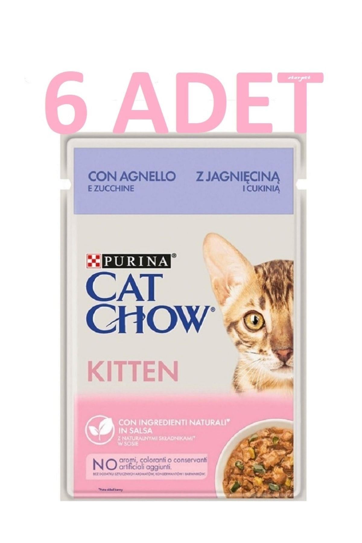 Cat Chow Pouch Sos İçinde Kuzu Etli ve Kabaklı Yavru Kedi Konservesi 85gr x 6 Adet