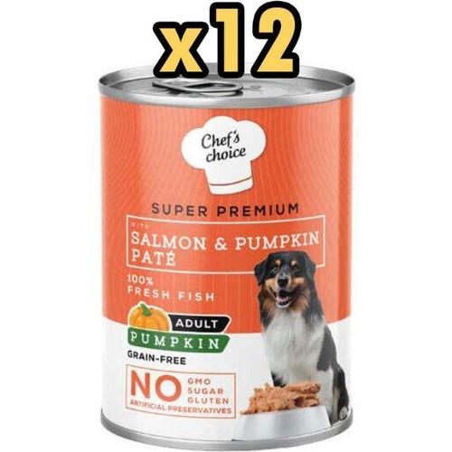 Chef's Choice Somonlu ve Bal Kabaklı Tahılsız Ezme Yetişkin Köpek Konservesi 400gr x 12 Adet