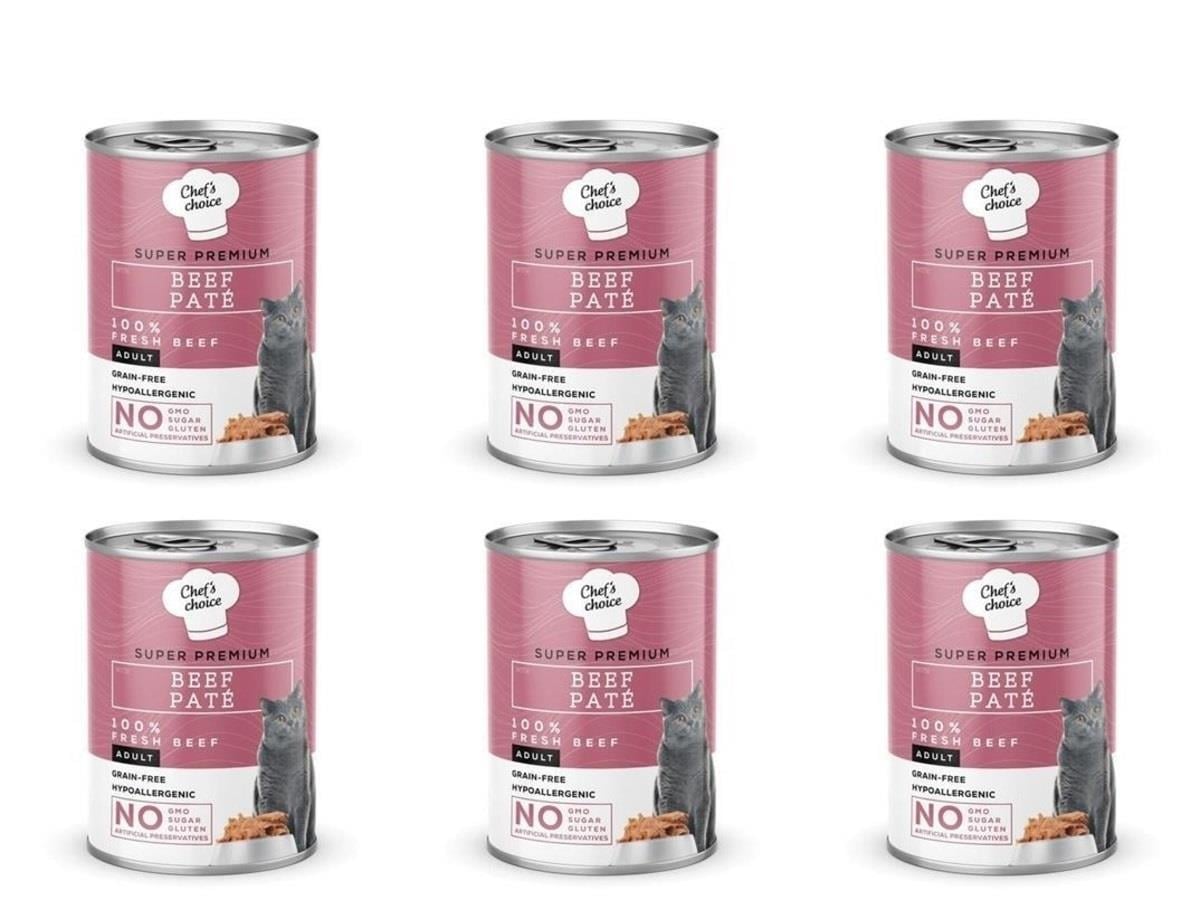 Chef's Choice Tahılsız Sığır Etli Ezme Kedi Konservesi 400 Gr X 6 Adet