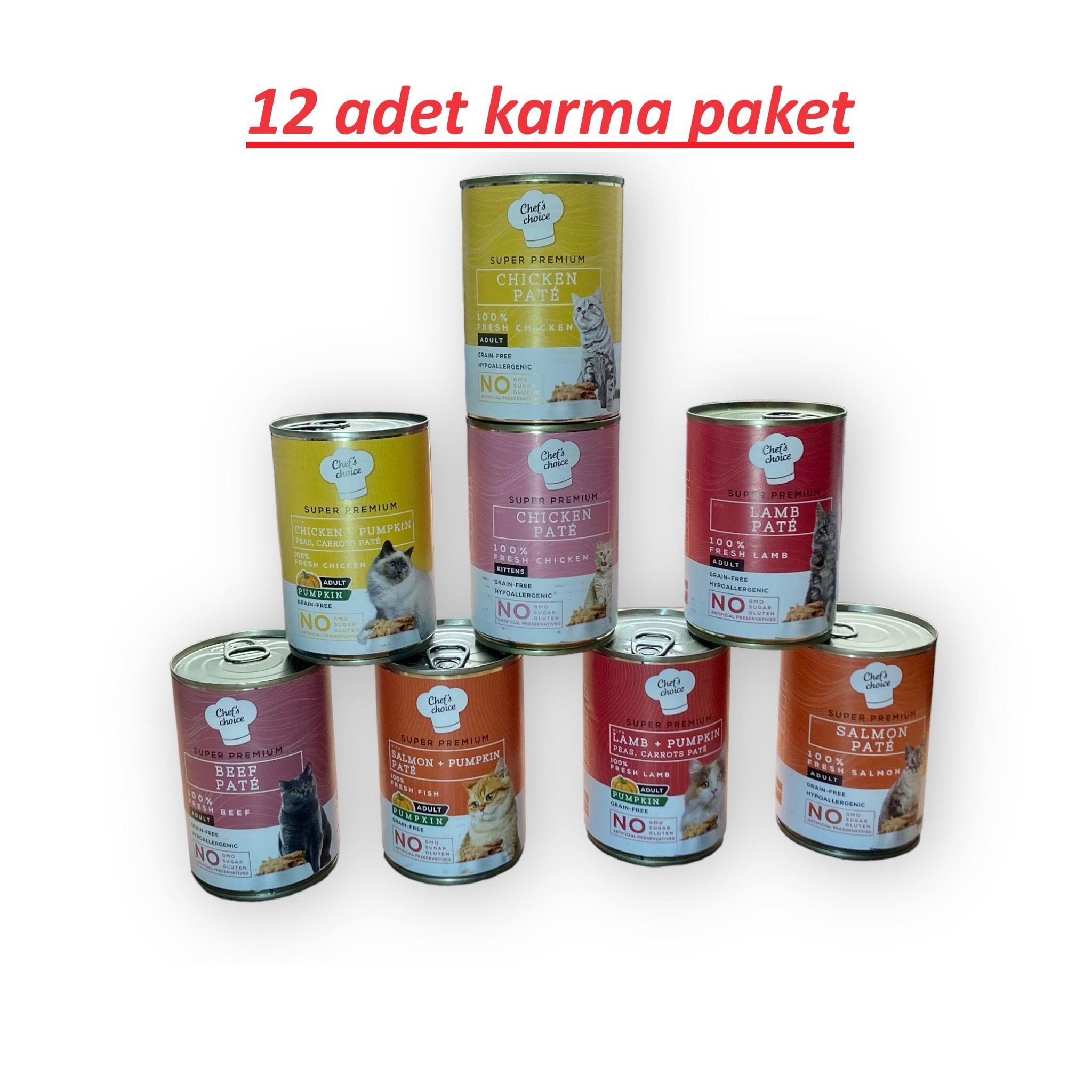 Chef's Choice Yetişkin Kedi Konservesi Karma Paket 400gr x 12 Adet