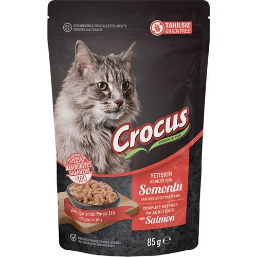 Crocus Jöle İçinde Somonlu Tahılsız Yetişkin Kedi Konservesi 85gr