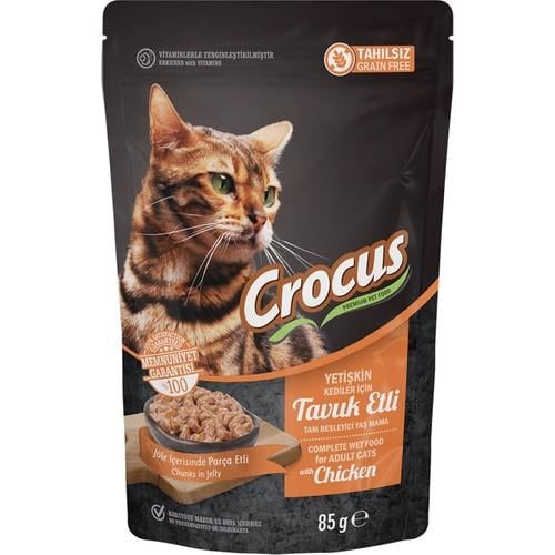 Crocus Jöle İçinde Tavuklu Tahılsız Yetişkin Kedi Konservesi 85gr