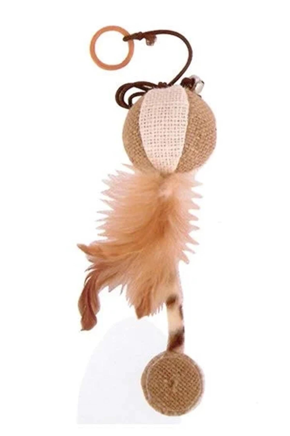 Eastland Parmağa Geçirilebilen Tüylü Hasır Top Kedi Oyuncağı 5cm